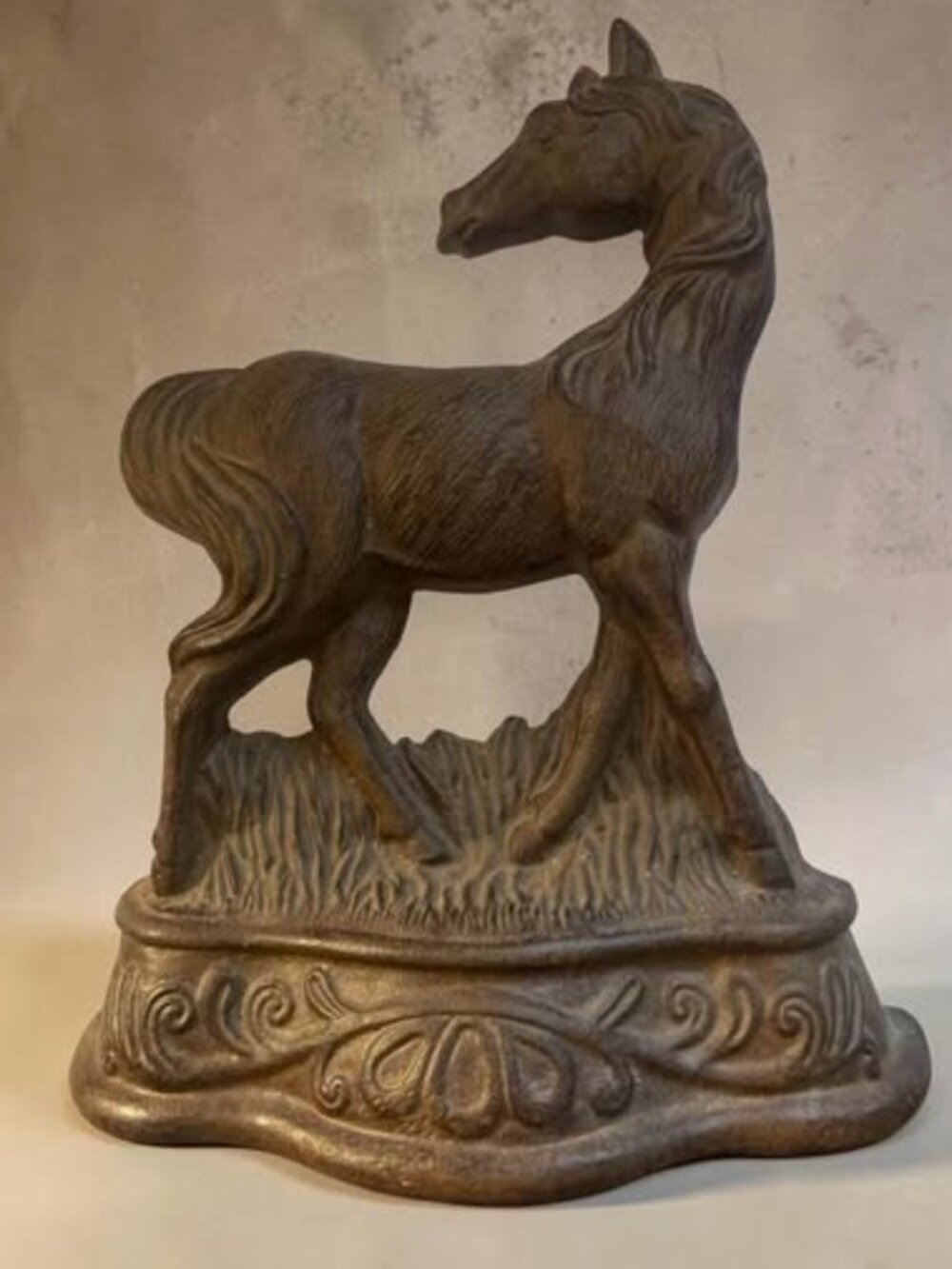 Vintage Cast Iron Horse Doorstop Rustic Farmhouse Equestrian Decor